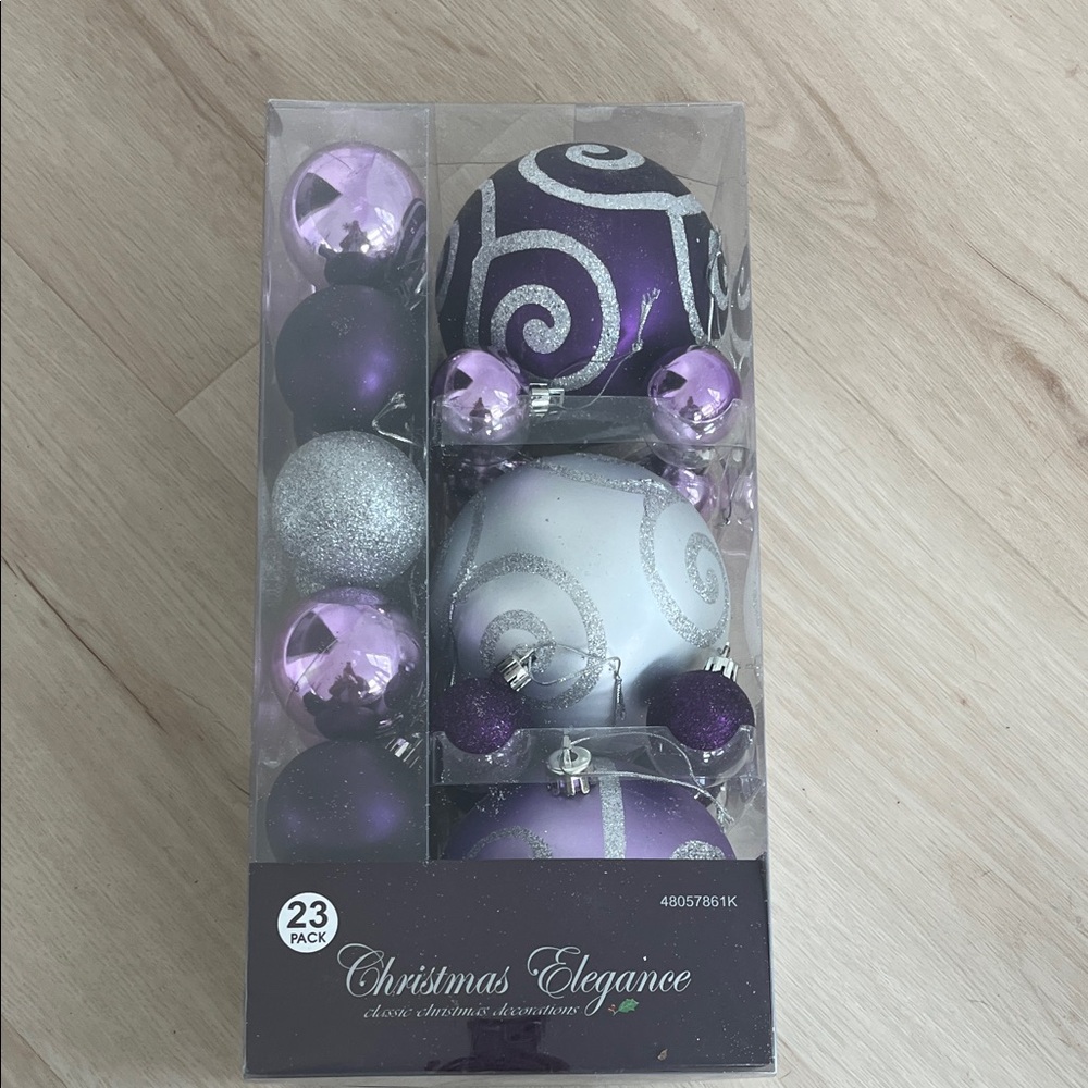 Purple and Silver Ornament Set